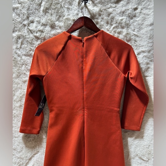 New York & Company Stretch Knee Length Burnt Orange Dress XS Petite - Picture 7 of 8